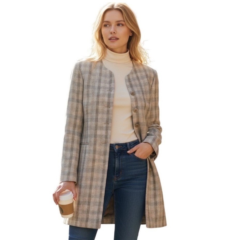 Vintage Henri Bendel Deadstock Wool Plaid Longline Blazer 4 Italy NWT